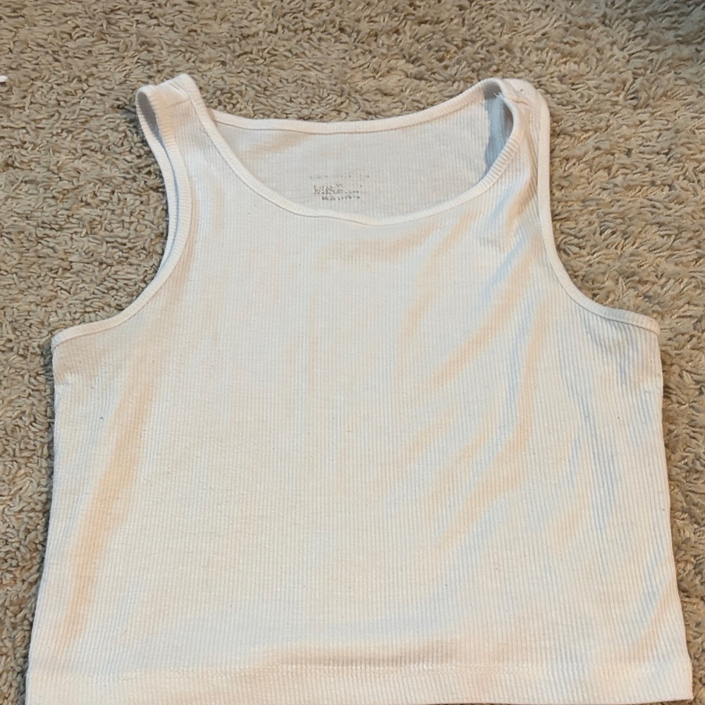 White Ribbed Tank Top
